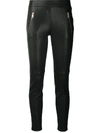 Alexander Mcqueen Lace-trim Skinny Leather Trousers In Black