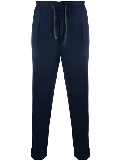 Brunello Cucinelli Cropped Drawstring Trousers In Blue