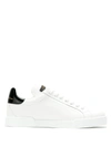 DOLCE & GABBANA CONTRASTING HEEL COUNTER LACE-UP SNEAKERS