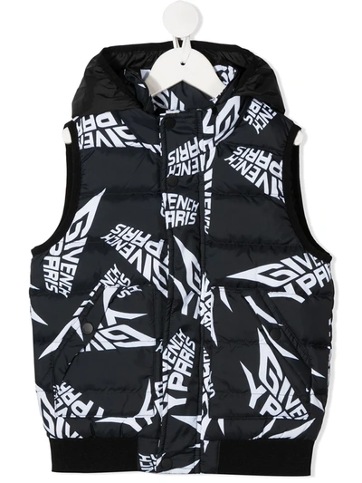 Givenchy Kids' Graphic-print Hooded Gilet In B Nero