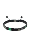 SHAMBALLA JEWELS 18KT BLACK GOLD, ONYX, EMERALD AND SAPPHIRE LOCK BRACELET