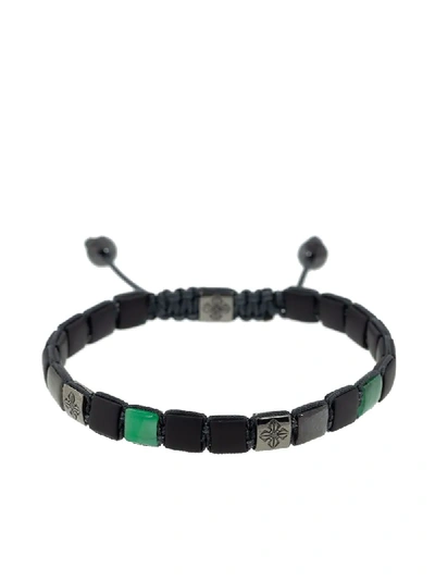 Shamballa Jewels 18kt Black Gold, Onyx, Emerald And Sapphire Lock Bracelet