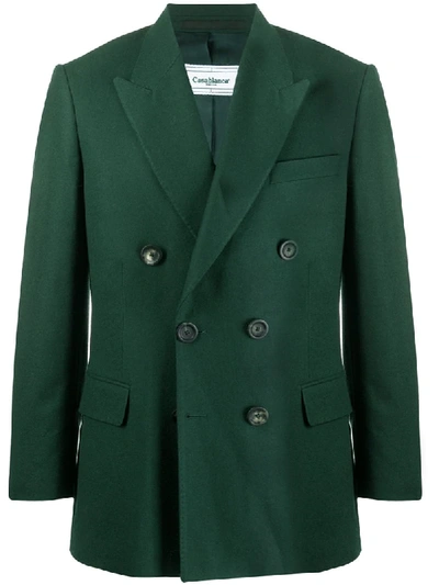 Casablanca Double-breasted Wool Blazer In Green