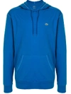 Lacoste Embroidered Logo Hoodie In Blue