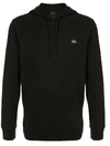 Lacoste Logo-patch Drawstring Hoodie In Black