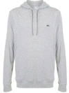 Lacoste Embroidered Logo Hoodie In Grey