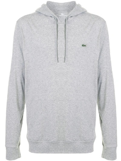 Lacoste Embroidered Logo Hoodie In Grey