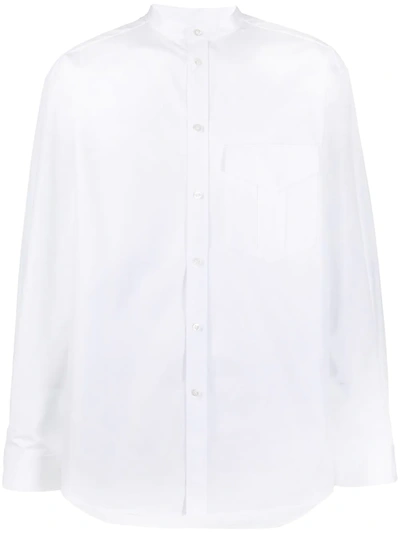 Jil Sander Band-collar Poplin Shirt In White