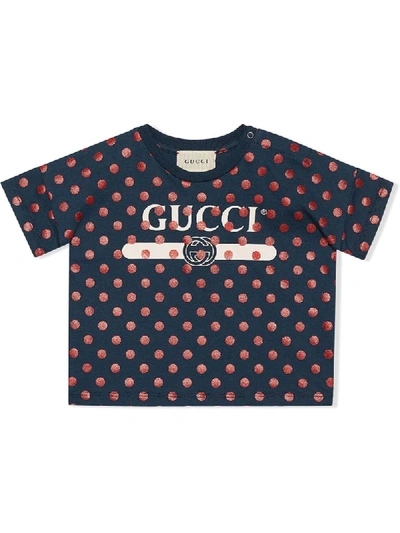 Gucci Baby  波点印花t恤 In Blue