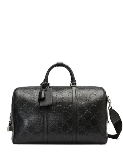 Gucci Logo-embossed Holdall In Black