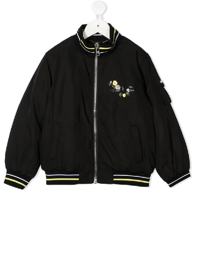 Givenchy Kids Embroidered Floral Logo Bomber Jacket (4-14 Years) In Black