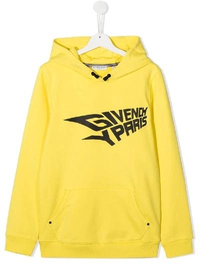 Givenchy Logo-print Long-sleeved Hoodie In Yellow