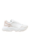 DOLCE & GABBANA DAYMASTER SNEAKERS IN WHITE / PINK LEATHER,11441815