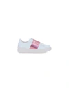 Valentino Open Contrast-stripe Leather Trainers In Bianco/water Rose
