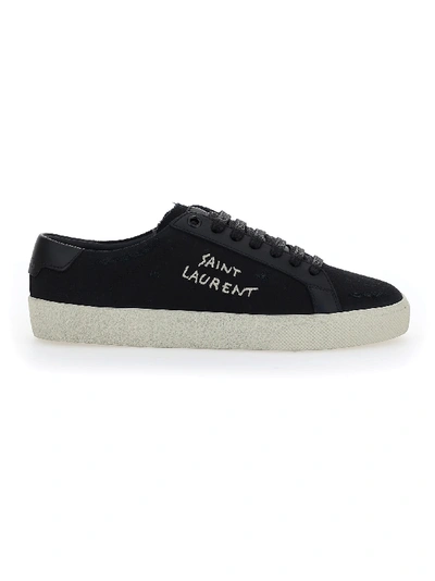 Saint Laurent Court Classic Sl/06 Embroidered Sneakers In Nero