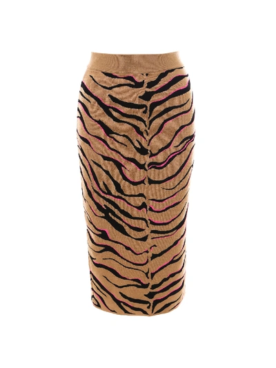 Stella Mccartney Tiger-print Compact Knit Pencil Skirt In Multicolor