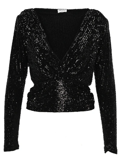 Saint Laurent Sequin Top In Black