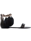ANNA BAIGUERA FEATHER ANKLE STRAP SANDALS