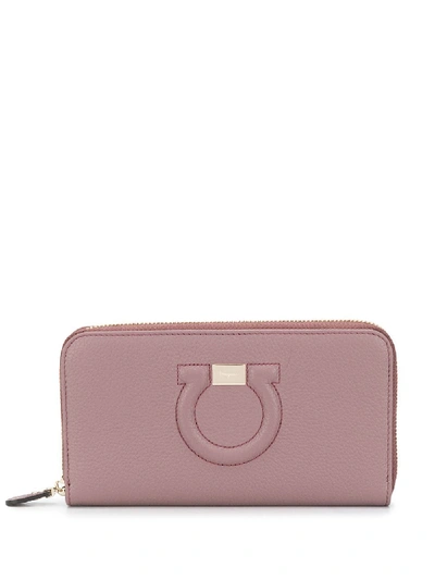 Ferragamo Gancio City Leather Wallet In Pink