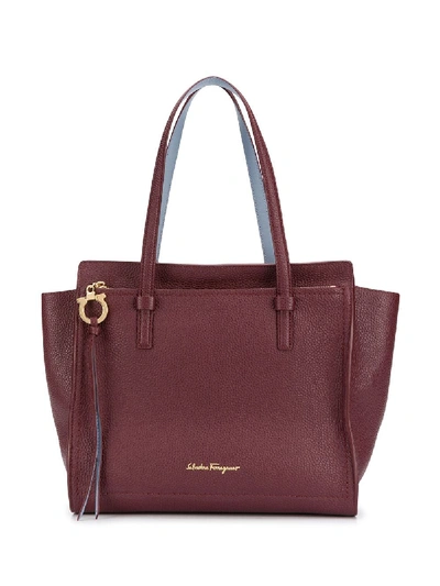 Ferragamo Gancini Logo Tote Bag In Red