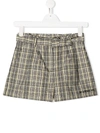 GIVENCHY TEEN CHECK-PRINT EMBROIDERED LOGO SHORTS