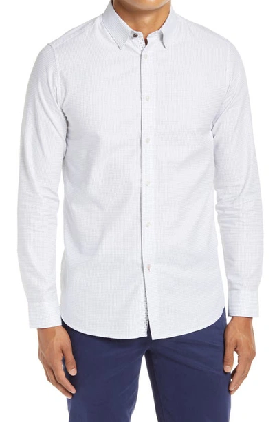 Ted Baker Lintsy Slim Fit Microprint Button-up Shirt In White