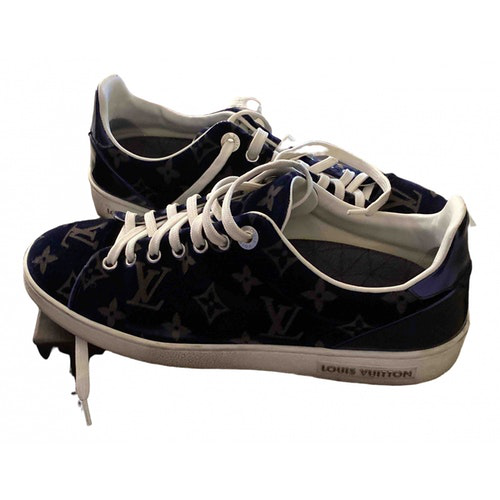 Pre-Owned Louis Vuitton Blue Suede Trainers | ModeSens
