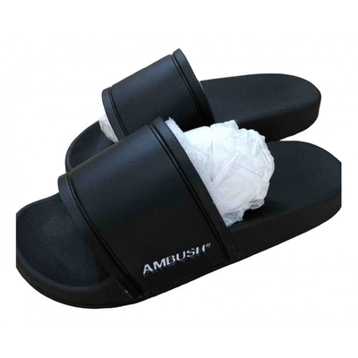 Pre-owned Ambush Leather Flip Flops In Black