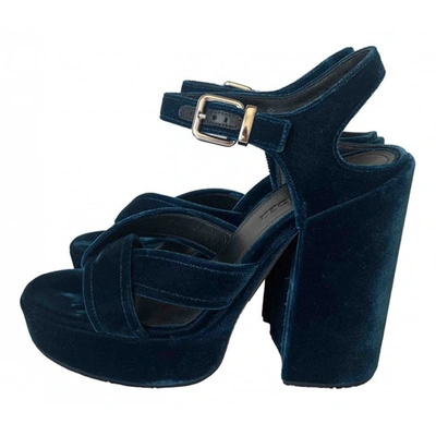 Pre-owned Jil Sander Blue Velvet Sandals