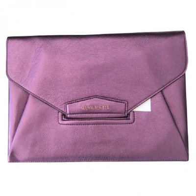 Pre-owned Givenchy Antigona Purple Leather Clutch Bag