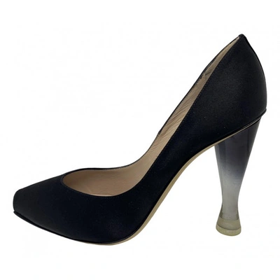 Pre-owned Emporio Armani Cloth Heels In Black