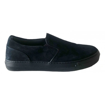 Pre-owned Moncler Navy Suede Flats