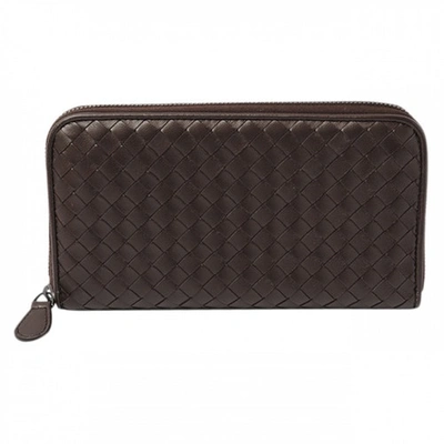 Pre-owned Bottega Veneta Intrecciato Brown Leather Wallet