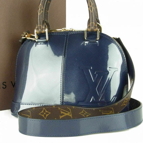 Pre-Owned Louis Vuitton Alma Bb Navy Leather Handbag | ModeSens