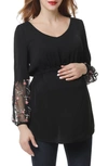Kimi And Kai Gisel Embroidered Maternity Top In Black