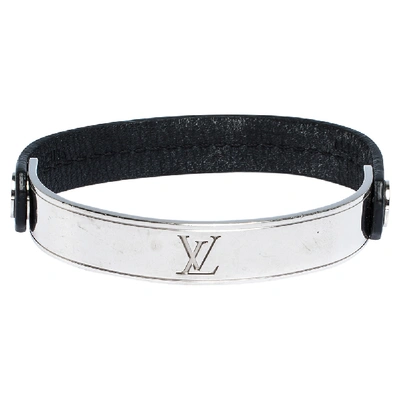 Pre-owned Louis Vuitton Curve It Leather Silver Tone Bracelet