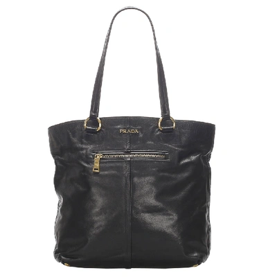 Pre-owned Prada Black Soft Calf Leather Tote Bag
