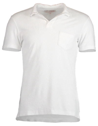 Orlebar Brown White Terry Toweling Polo In Rose