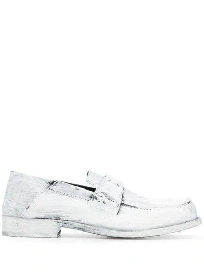 Maison Margiela Paint-effect Leather Loafers In White