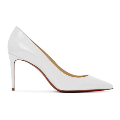 Christian Louboutin Kate 85mm Glitter Stiletto Red Sole Pumps In White