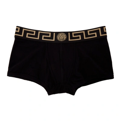 Versace Two-pack Black Greca Border Boxer Briefs In Nero