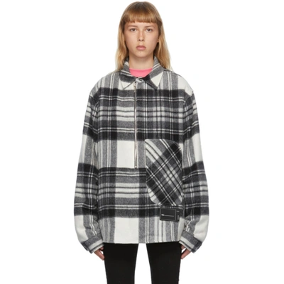 We11 Done Oversized Appliquéd Checked Wool Jacket In Grey