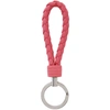 BOTTEGA VENETA PINK INTRECCIATO LOOP KEYCHAIN