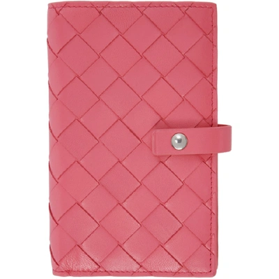 Bottega Veneta Pink Intrecciato Medium French Wallet In 5632 Pink/p