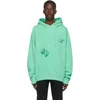 WE11 DONE GREEN IRIDESCENT LOGO HOODIE