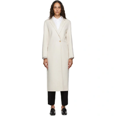 Arch The Beige Silk & Cashmere Coat In Ivory
