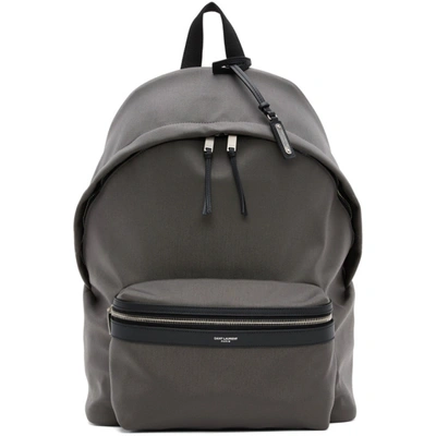 Saint Laurent Grey City Backpack In Grey