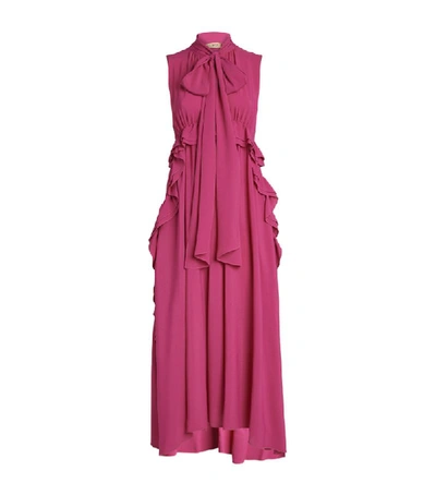 N°21 Pussybow Ruffle Flared Dress In Pink