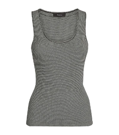 Theory Stretch-knit Tank In Black/ivory