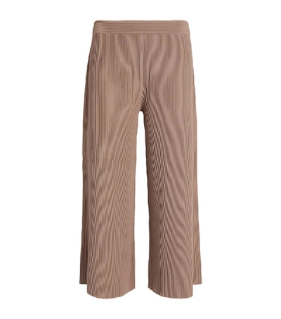 Theory Henriet Cropped Ribbed-knit Wide-leg Pants In Taupe